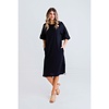 Solid Black BurnOut Midi Pocket Dress