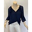 Navy Ruffles Sleeve Top