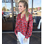 Red Floral Smocked Shoulder Top