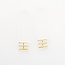 White Elongated Hoop Brass Earring