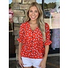 Red Shell Tie Blouse