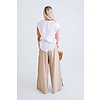 Taupe Solid Gauze Pant W/ Button Detail
