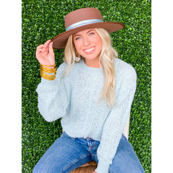  Soft Blue Textured Pullover