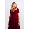 Burgundy Vneck Knit Pocket Dress