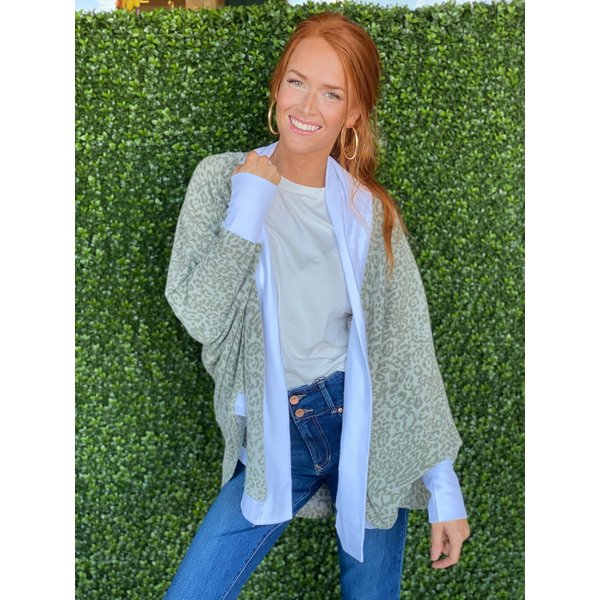  Green Multi Animal Print Cardi