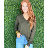 Olive Vneck Light Weight Sweater