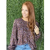 Brown Floral Ruffle Top