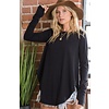 Black round hem tunic top