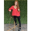 Red Flowy Blouse