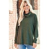 Olive Ribbed Sweater w/ cowl neck