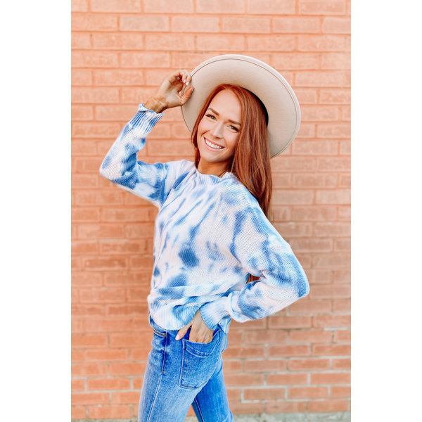  Blue Tie Dye Crew Neck Sweater