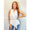 White Wrap Tie Sleeveless Top