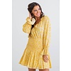 Yellow snake Vneck Smock waist dress