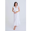 White solid ruffle poplin dress