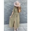 Olive Button front Maxi Dress