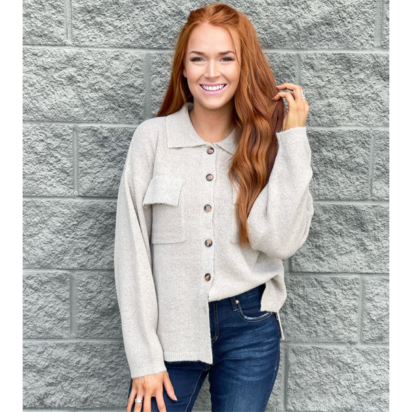  Oatmeal Alice Button Down Sweater