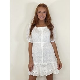  WHITE BUSTIER EYELIT DRESS