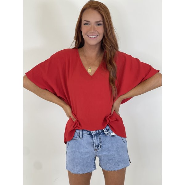  SOLID AIRFLOW BASIC VNECK RELAXED FIT TOP