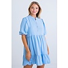 Sky Blue Tier Button Dress