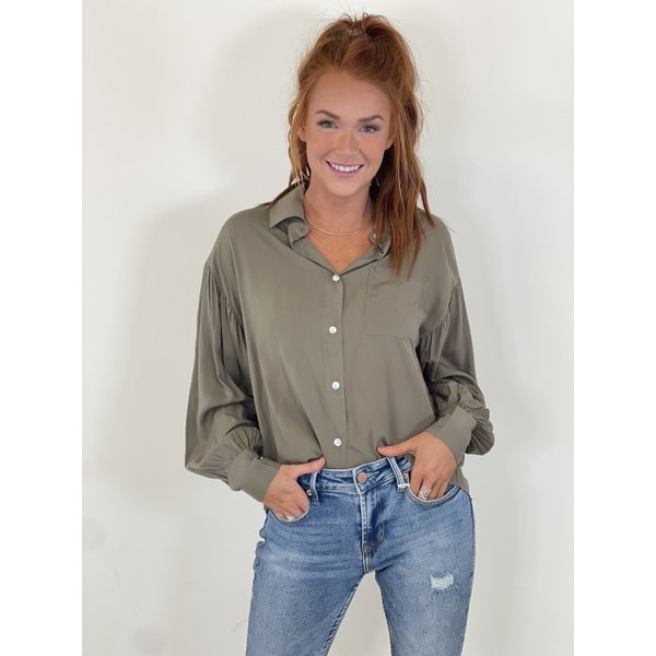  Maddox Olive Button Down Top