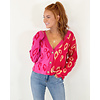 Pink/Red Leopard Button Cardigan