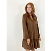 TIERED CHOCOLATE SUEDE DRESS