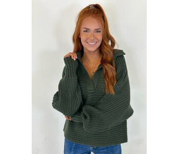 OLIVE OPEN NECK COLLAR SWEATER