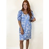 BLUE FLORAL POPLIN DRESS