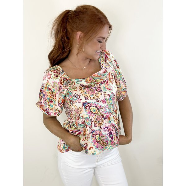  PAISLEY CIRCUS BUTTON FRONT TOP