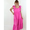 HOT PINK SQUARE NECK MAXI