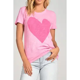  Hot Pink Heart Crewnk Tee