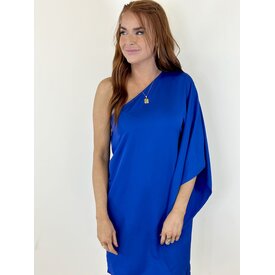  ONE SHOULDER DRESS- BLUE