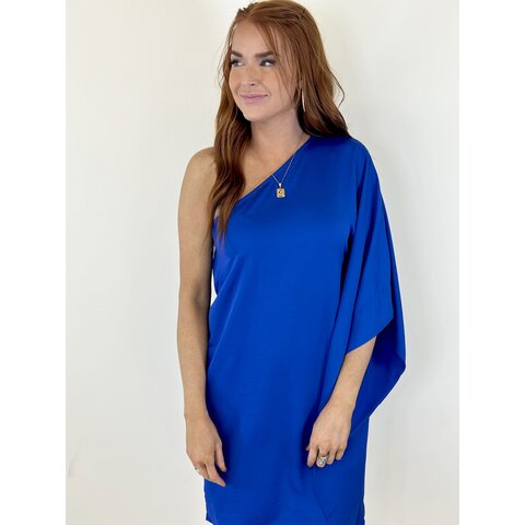 ONE SHOULDER DRESS- BLUE