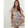 MULTIFLORAL PRINT BABYDOLL MINI DRESS