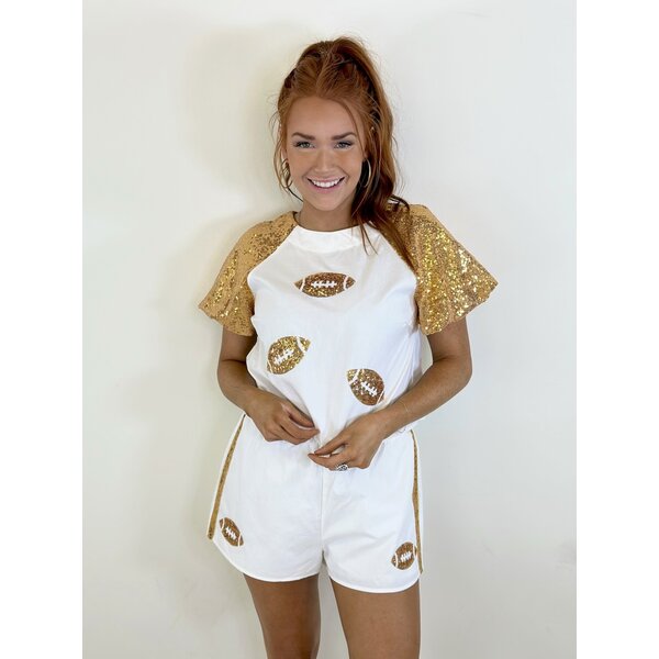  GAMEDAY FOOTBAL SEQUIN PATCH TOP