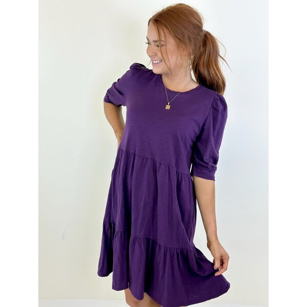  DARK PURPLE TIERED DRESS