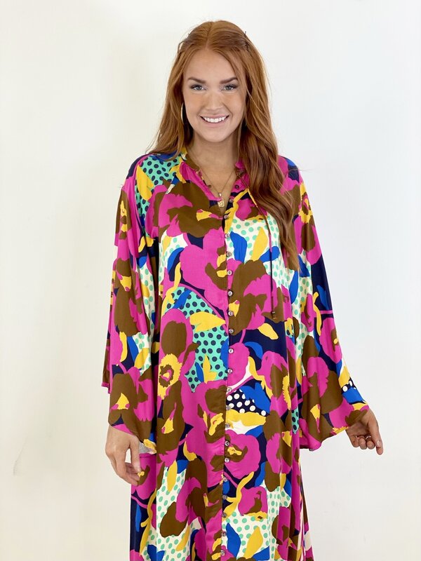 FLORAL DOT KAFTAN DRESS