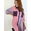 Mauve Color Block Gauze Shirt Dress