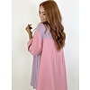 Mauve Color Block Gauze Shirt Dress