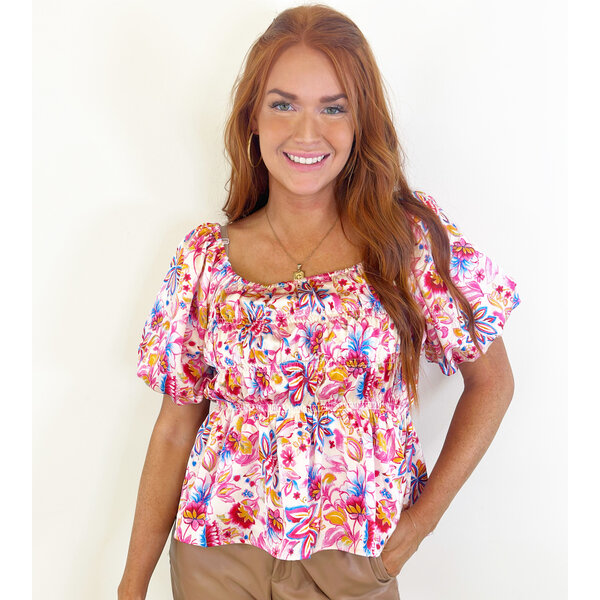  PINK AUTUMN PUFF SLV TOP