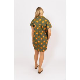  Olive Poplin Poppy Shirt Dress