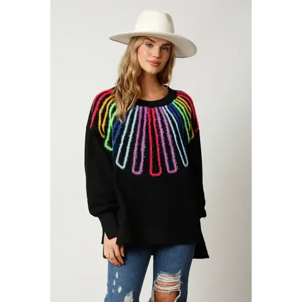  Rainbow Yarn Oversized Sweatshirt