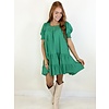 GREEN SMOCKED TIERED DRESS