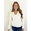 VNECK LACE POCKET SHIRT - MACADAMIA