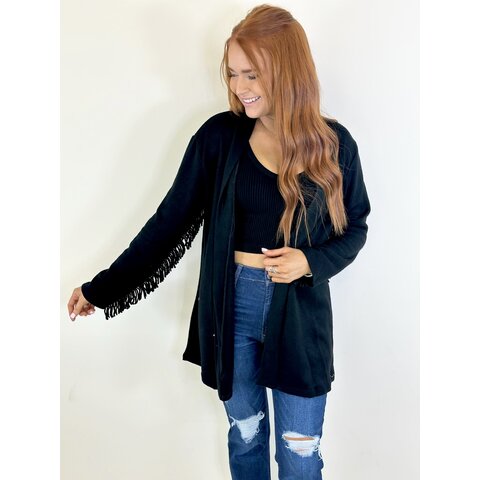 BLACK FUNKY FRINGE CARDI