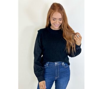 BLACK MIX KNIT SWEATER