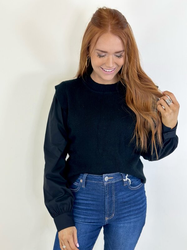 BLACK MIX KNIT SWEATER