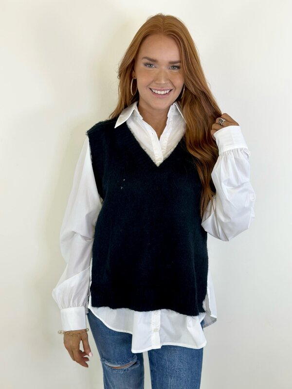 MIXED MEDIA VEST TOP