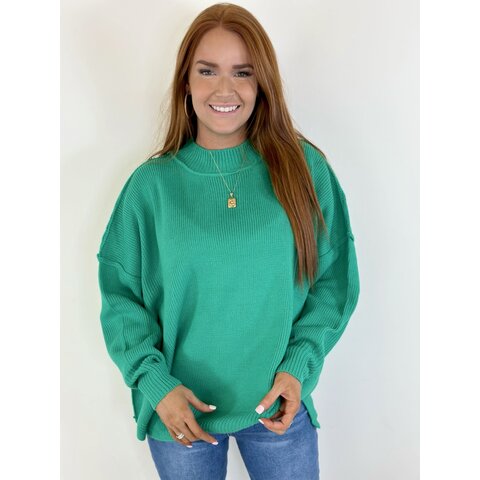 Drop Shoulder Green Sweater