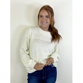  Cream Knit Lace Sweater
